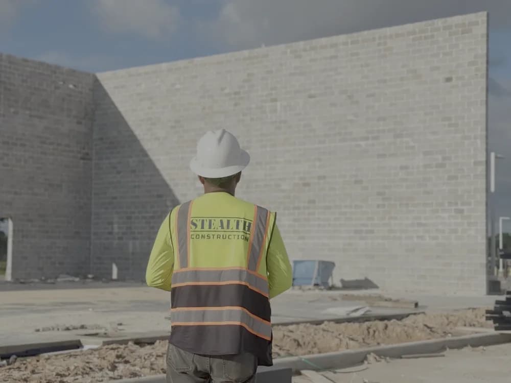 A Stealth Construction crew member on site
